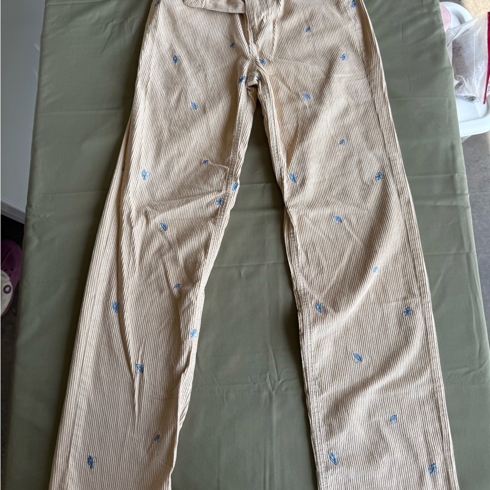 PacSun Tan Corduroy Pants with Blue Accents